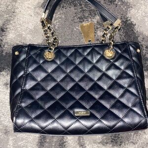 ALDO Quilted Black Shoulder Bag with Gold Accents